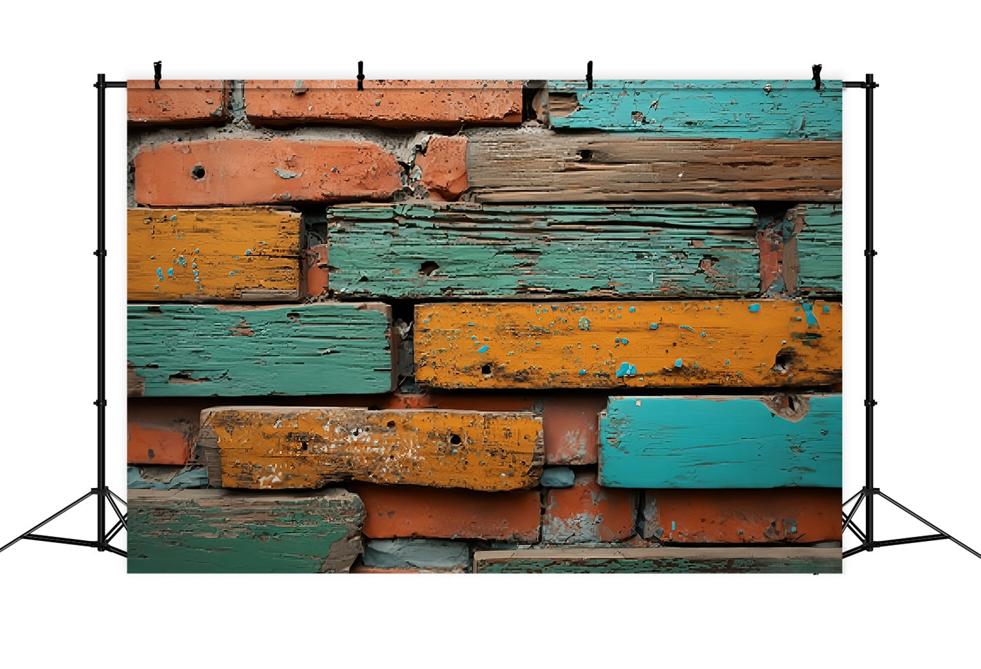 Ziegelhintergründe Verwitterte bemalte Holzwand Ziegelwand-Fotohintergrund TWW59-194