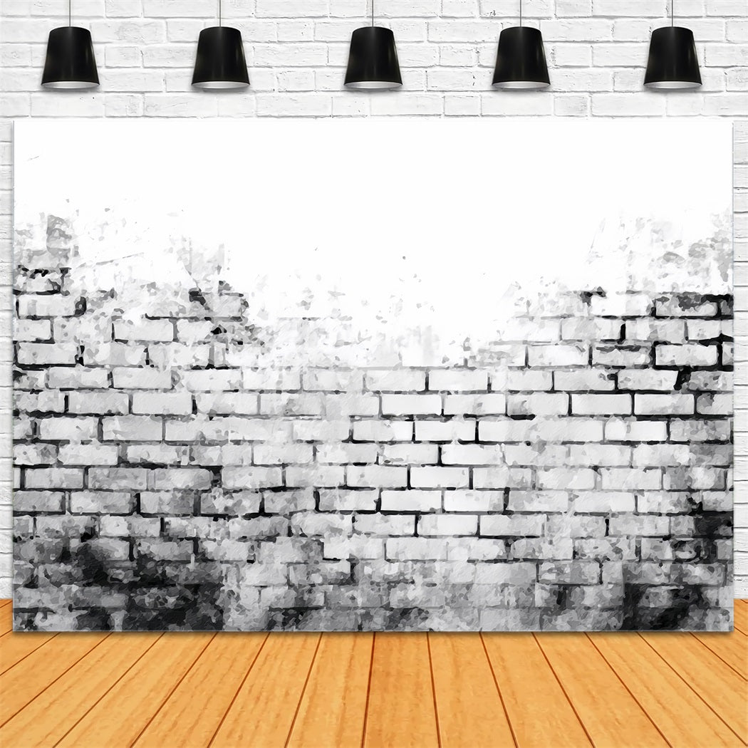 Ziegel-Fotografie-Fotohintergrund Schwarz-Weiß-Aquarellwand Ziegelhintergründe TWW59-196