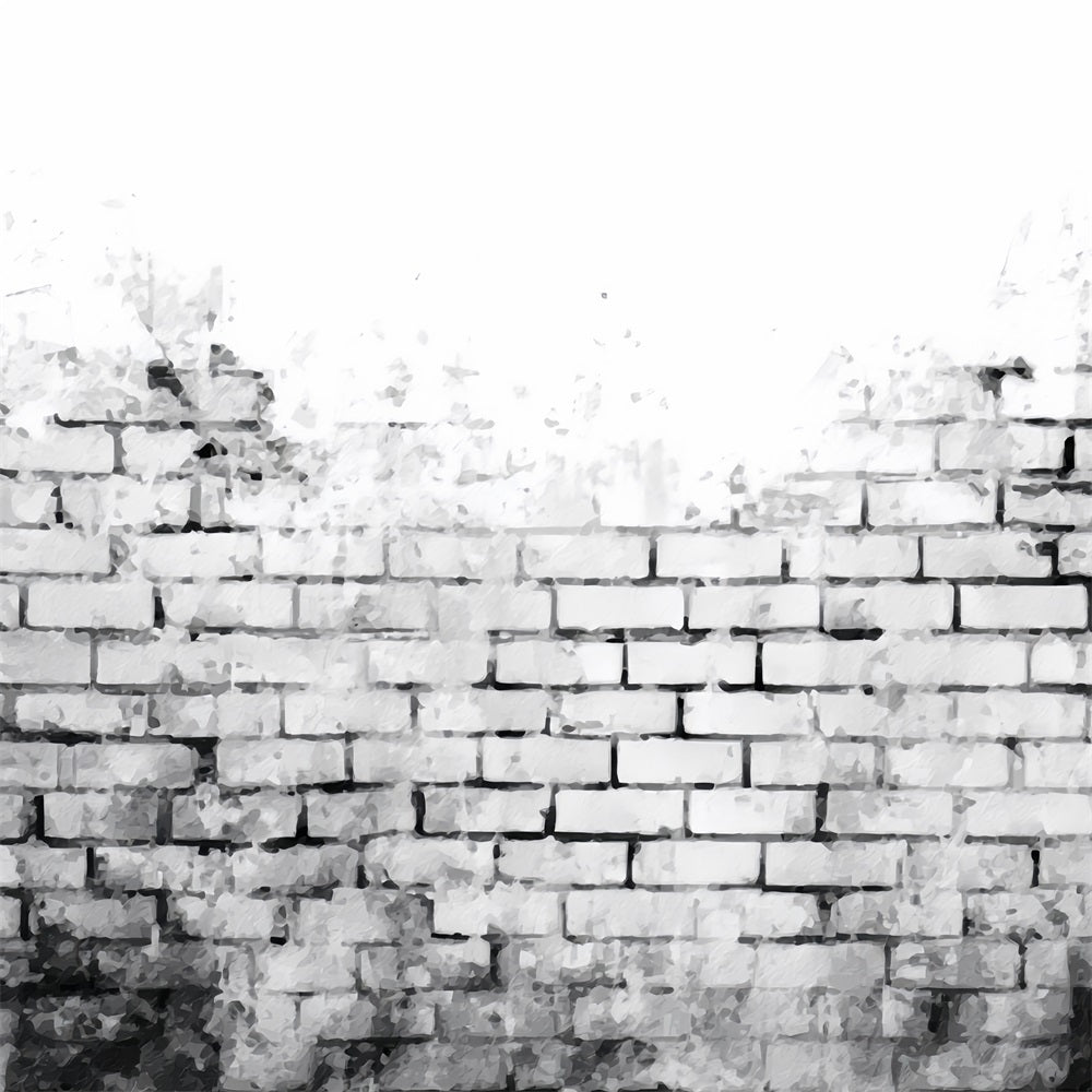 Ziegel-Fotografie-Fotohintergrund Schwarz-Weiß-Aquarellwand Ziegelhintergründe TWW59-196