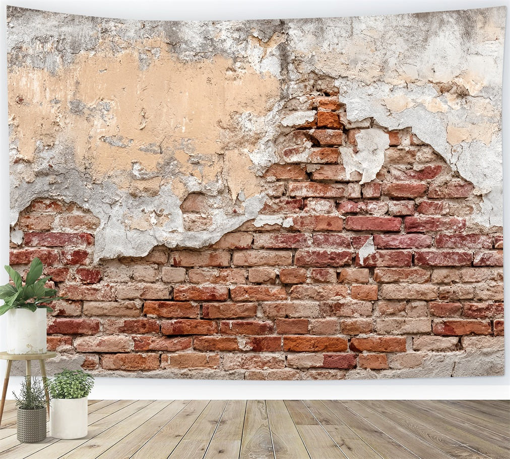 Ziegelstein-Fotohintergrund Vintage-Fotohintergrund mit rissiger rustikaler Wand Ziegelsteinwand-Studiohintergründe TWW59-197
