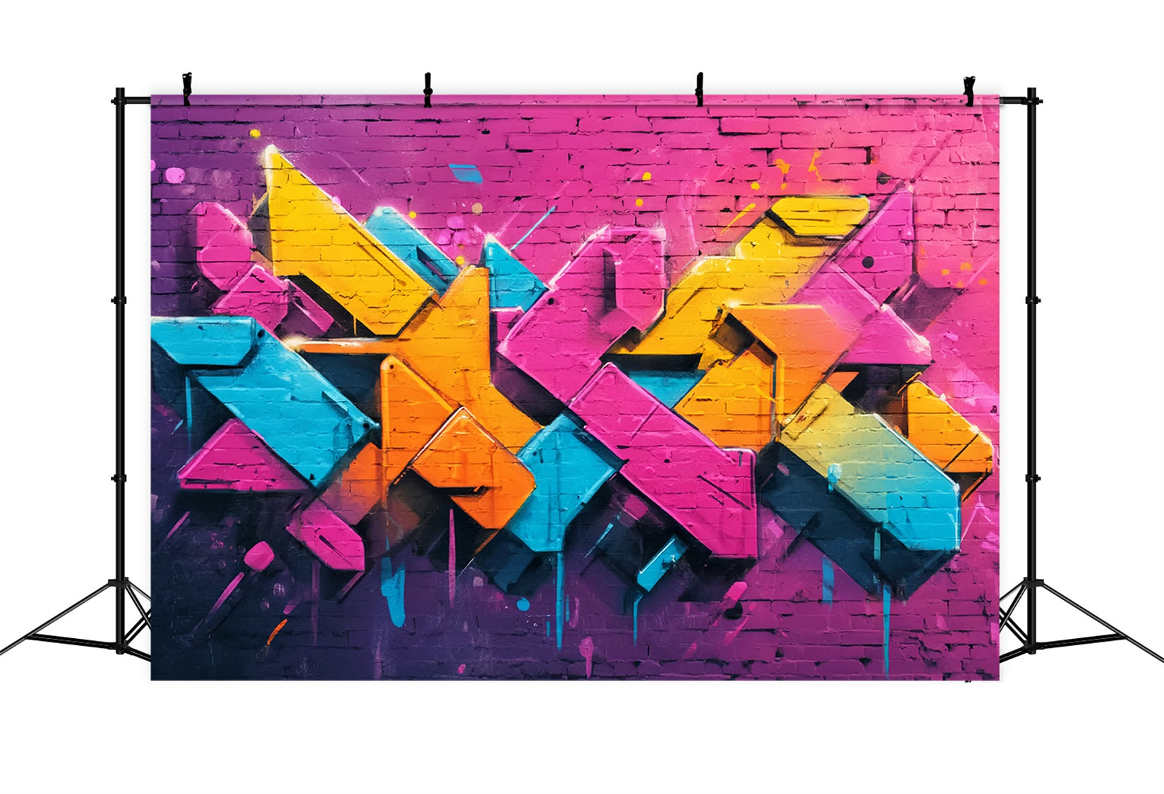 Ziegelsteinwand-Fotohintergrund Lebendige Neon-Graffiti-Kunst Ziegelstein-Fotohintergrund TWW59-199