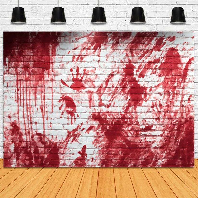 Backstein-Kulisse für Fotografie Blutiger Handabdruck Horror-Wand Backstein-Kulissen TWW59-204