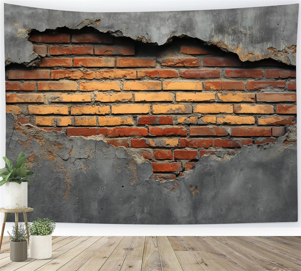 Ziegelstein-Fotohintergrund Sichtbare Ziegelsteine Betonrahmen Ziegelsteinwand-Fotohintergrund TWW59-209