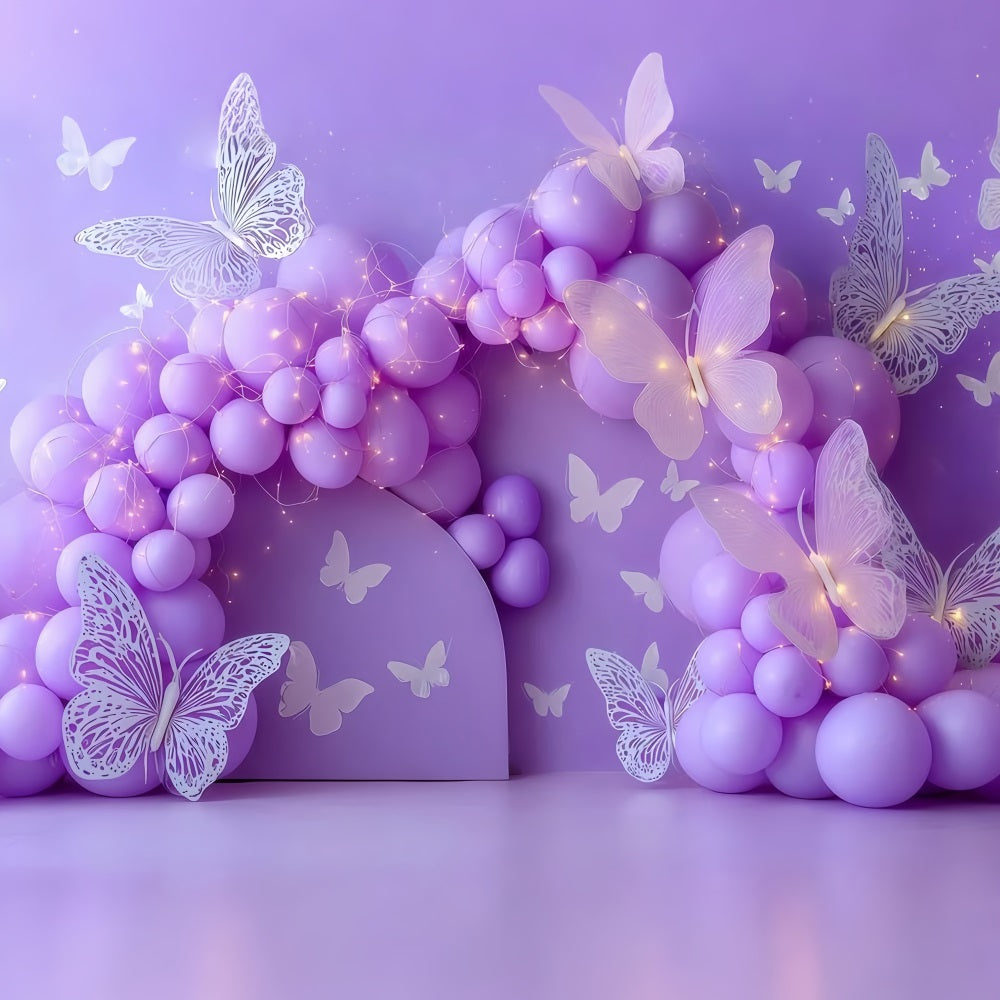 Cake Smash-Studiohintergründe Lavendel Schmetterling Ballon Traum Cake-Fotografie-Studiohintergründe TWW59-224