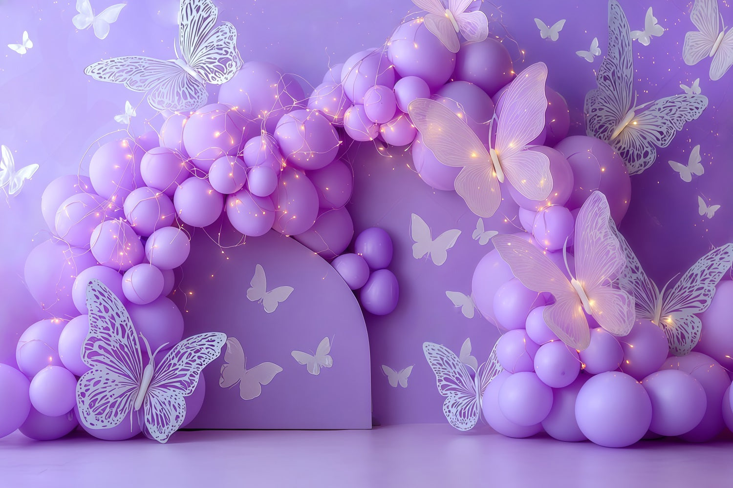 Cake Smash-Studiohintergründe Lavendel Schmetterling Ballon Traum Cake-Fotografie-Studiohintergründe TWW59-224