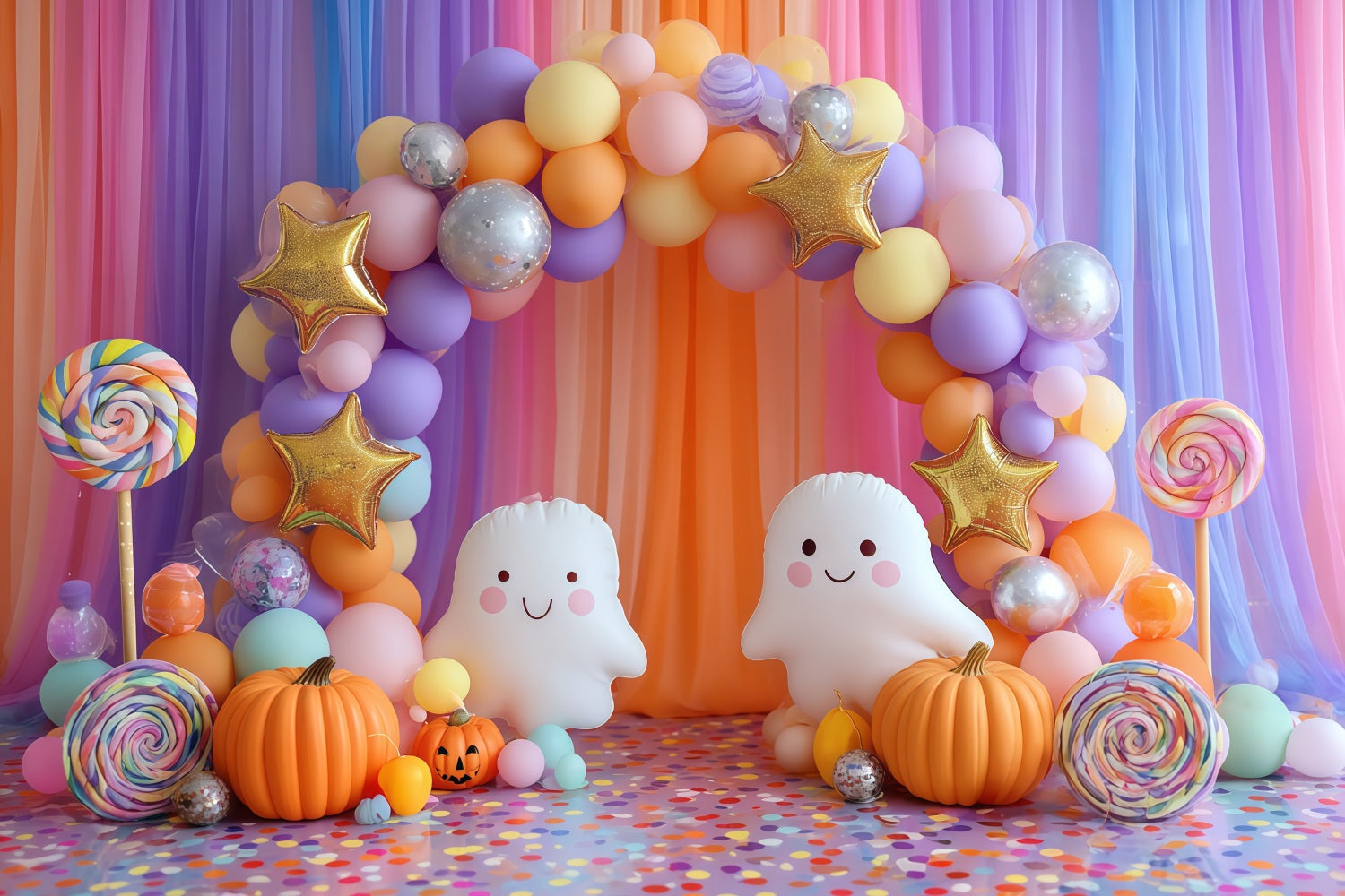 Cake Smash Studiohintergründe Bunte Süßigkeiten Geisterparty Happy Birthday Fotohintergrund TWW59-231