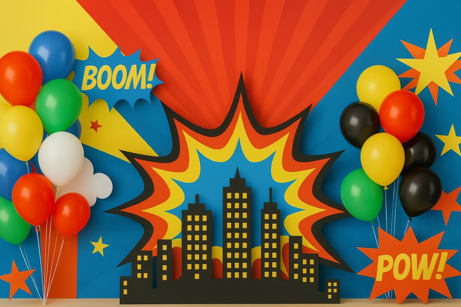 Cake Smash Fotohintergrund Bunte Ballons Stadt Burst Smash Cake Fotohintergrund TWW59-236