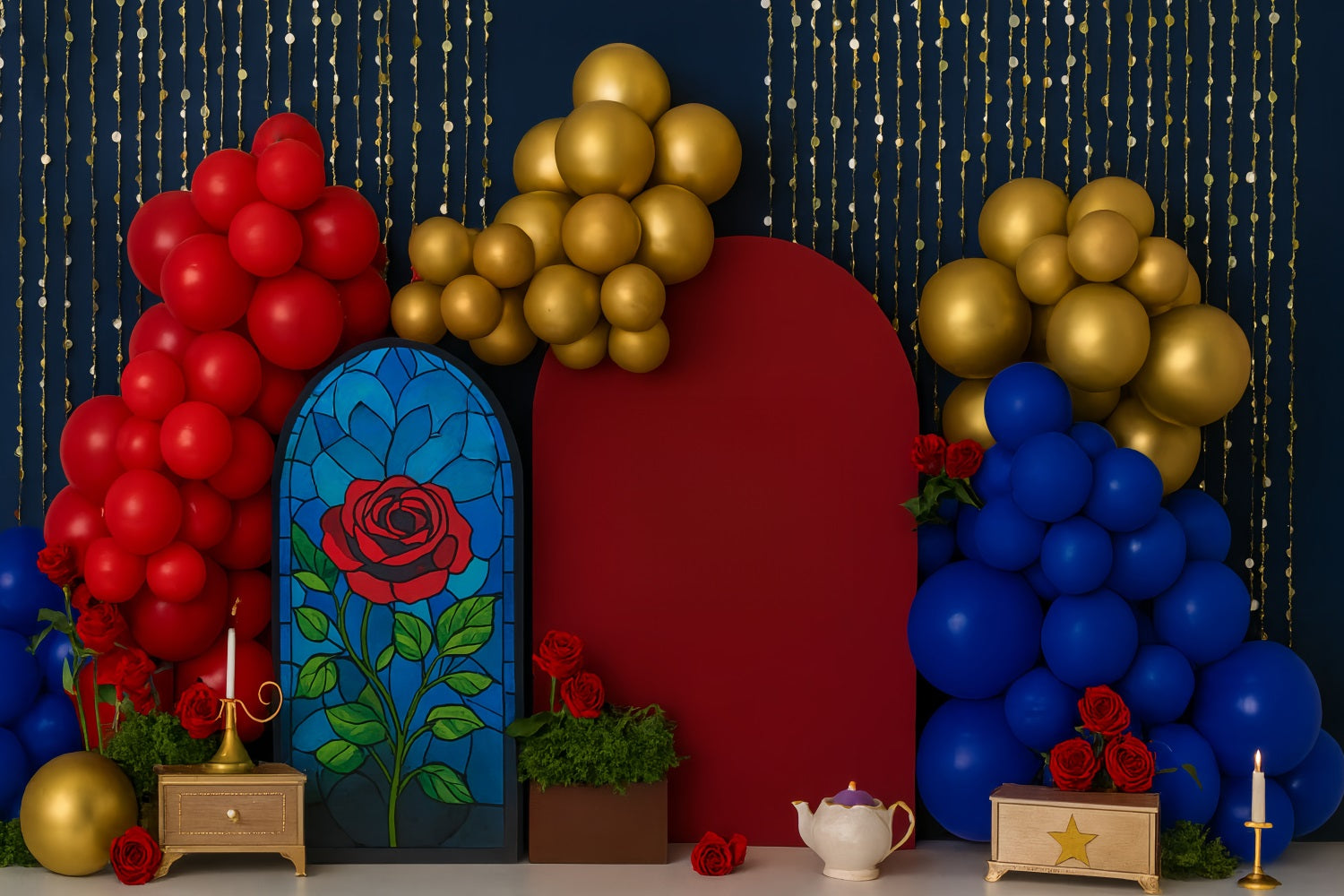 Cake Smash-Studiohintergründe Verzauberte Rose Märchen Magie Happy Birthday-Fotohintergrund TWW59-240