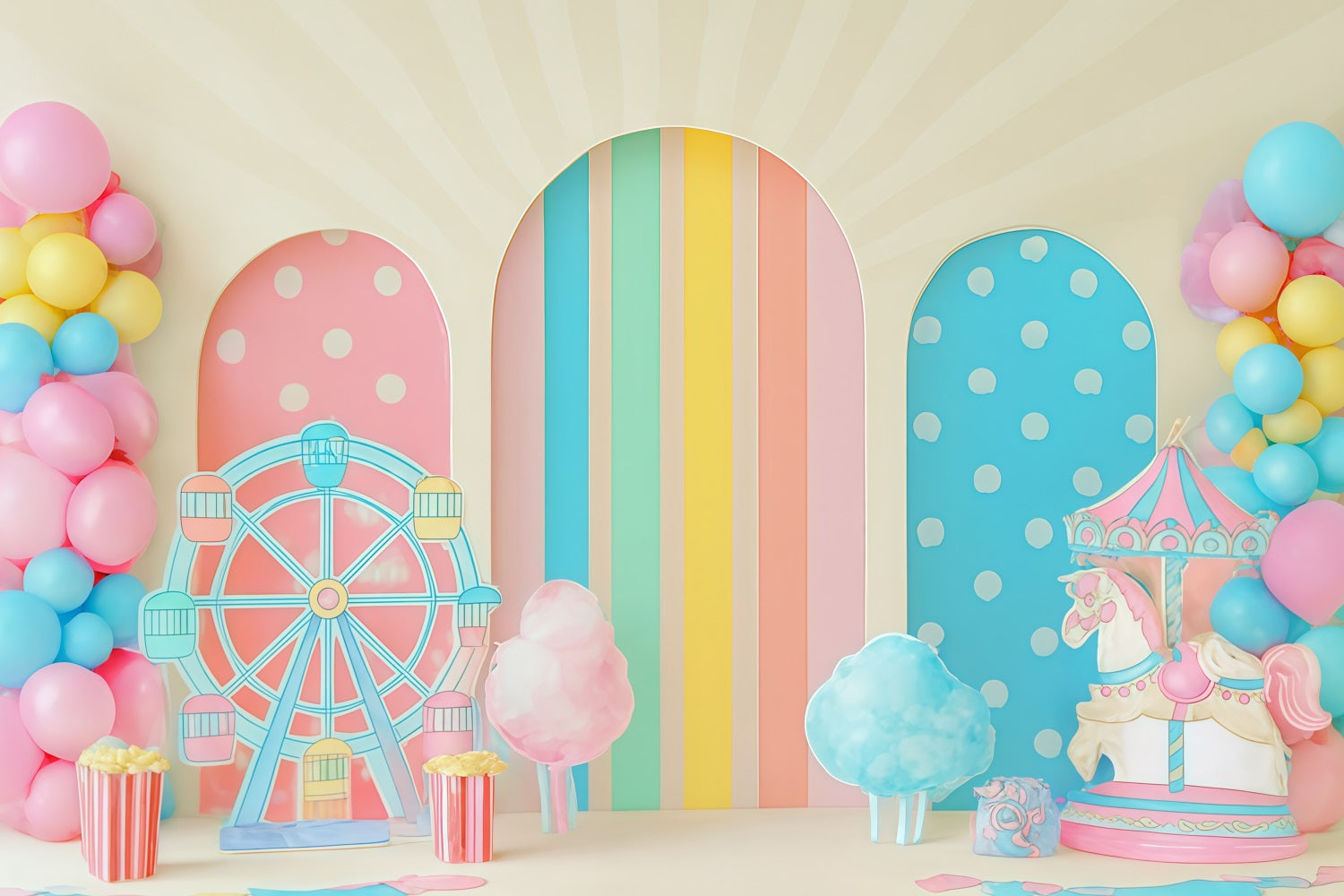 Cake Smash-Studiohintergründe Pastell Karneval Funland Freude Happy Birthday-Fotohintergrund TWW59-244