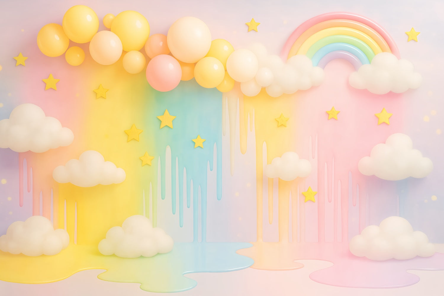 Smash Cake-Fotohintergrund Pastellfarbene Regenbogenwolke Traum Geburtstag-Fotohintergrund TWW59-247