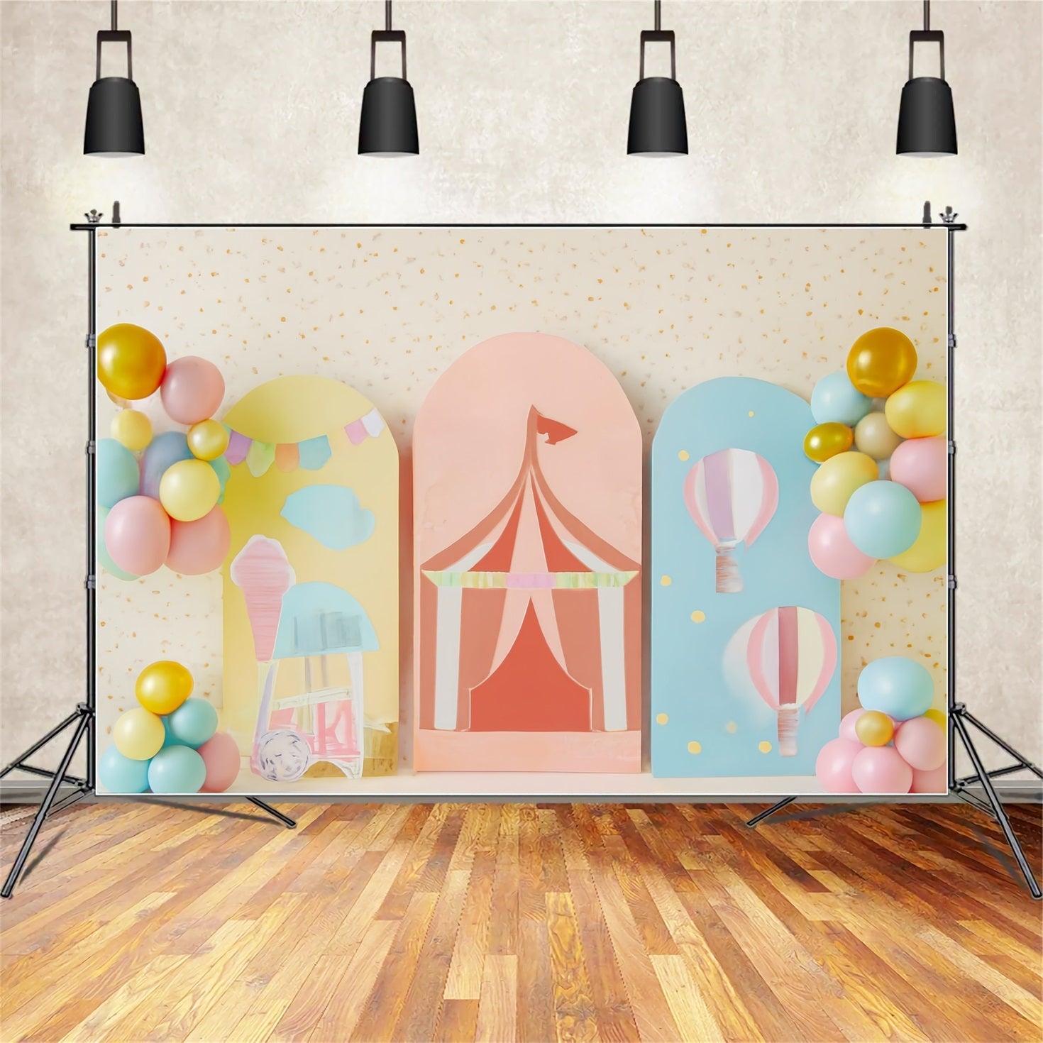 Cake Smash Fotohintergrund Pastellfarbener Zirkus Karneval Spaß Geburtstag Studiohintergründe TWW59-259