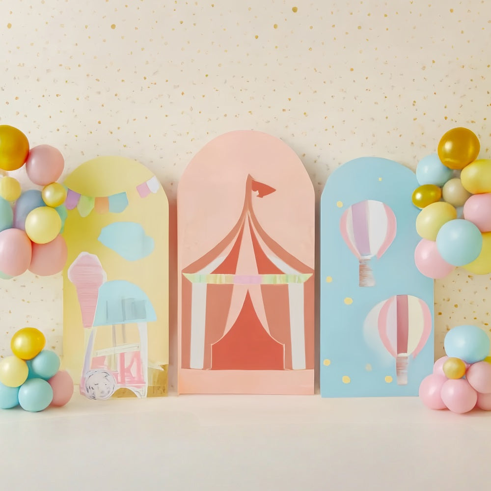 Cake Smash Fotohintergrund Pastellfarbener Zirkus Karneval Spaß Geburtstag Studiohintergründe TWW59-259