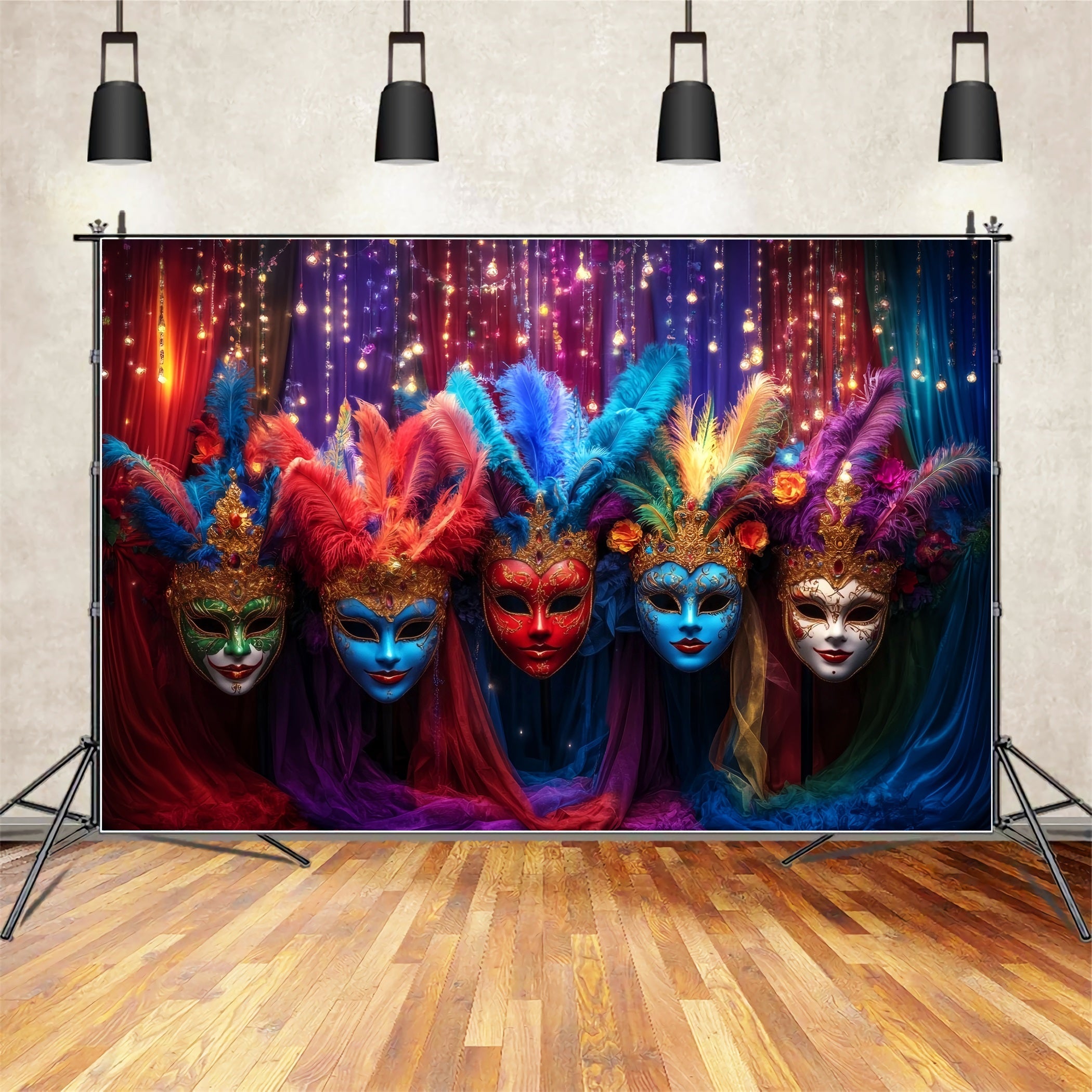 Maskenkarneval-Fotohintergrund Bunte Maskenball-Karneval-Fotohintergrundideen TWW59-27
