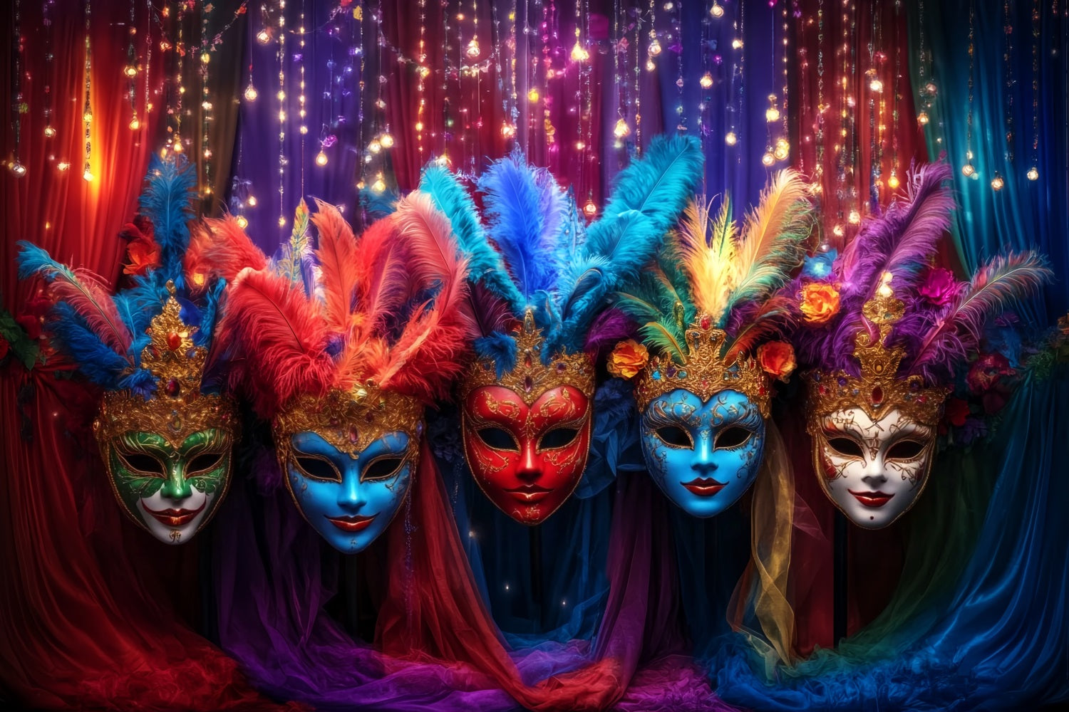 Maskenkarneval-Fotohintergrund Bunte Maskenball-Karneval-Fotohintergrundideen TWW59-27
