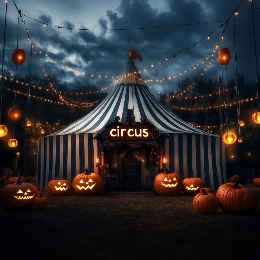 Halloween-Zirkus-Fotohintergrund Kürbislaterne Zirkuszelt-Karneval-Fotohintergrund TWW59-29