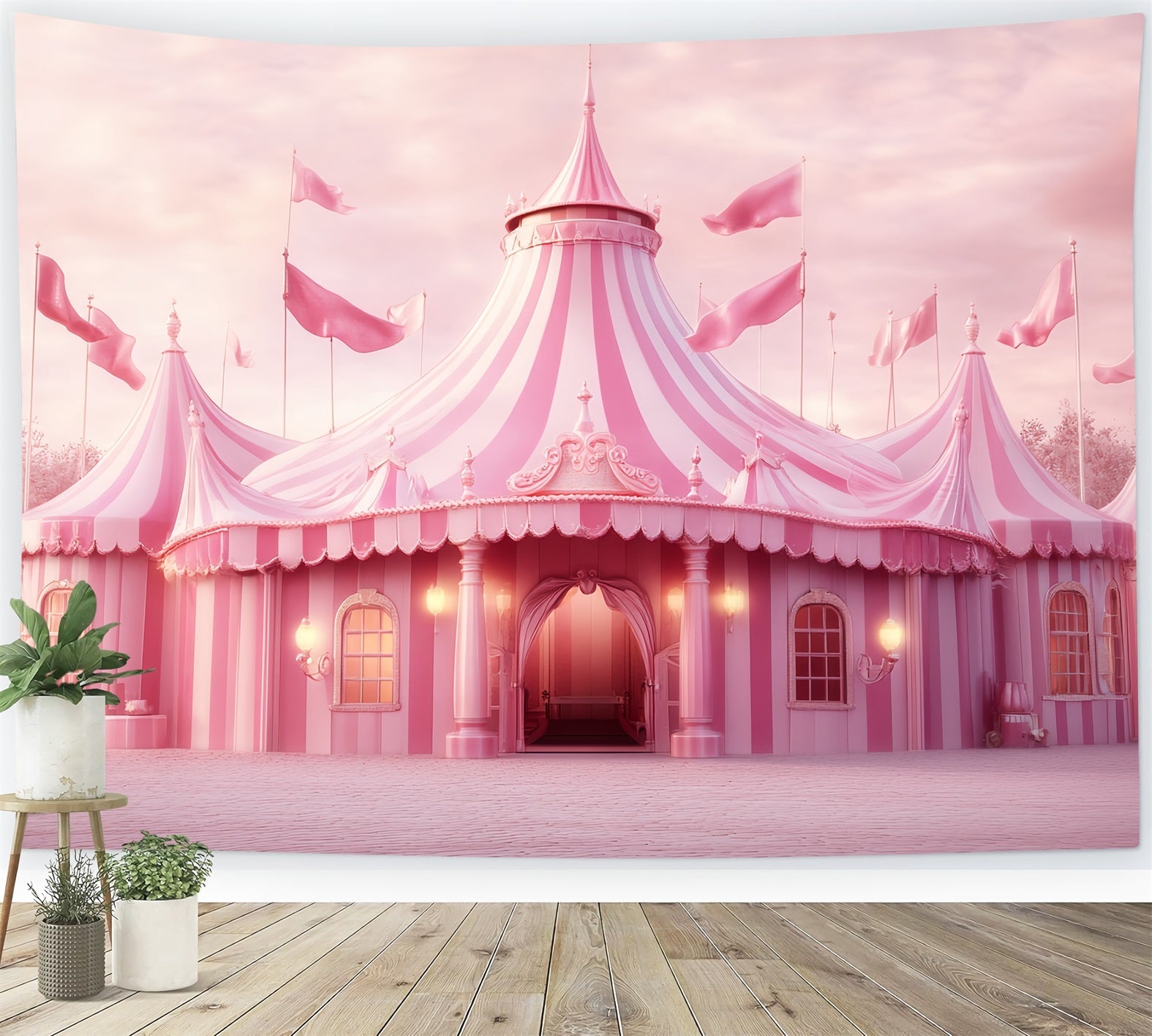 Karnevalszelt-Fotohintergrund Rosa Märchen-Karnevalszelt Rosa Zirkus-Fotohintergrund TWW59-30