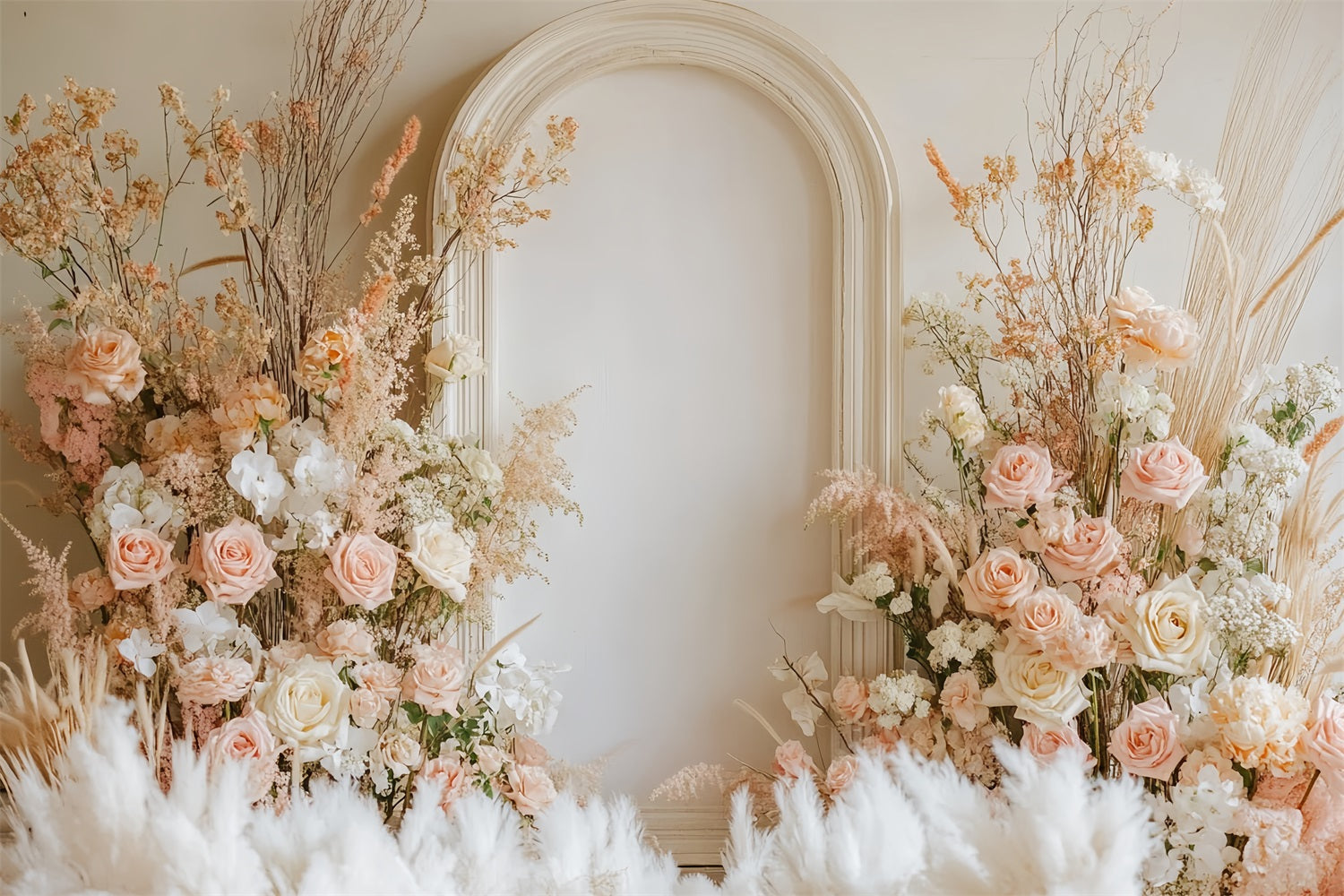 Hochzeits-Boho-Fotohintergrund Blush Rose Arch Floral Elegance Hochzeitshintergrund TWW59-35