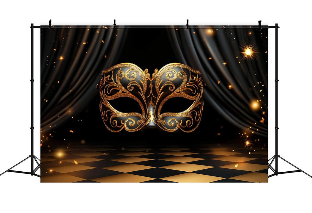Maskenkarneval-Fotohintergrund Golden verziert Maskenball Karneval-Fotohintergrund Ideen TWW59-4