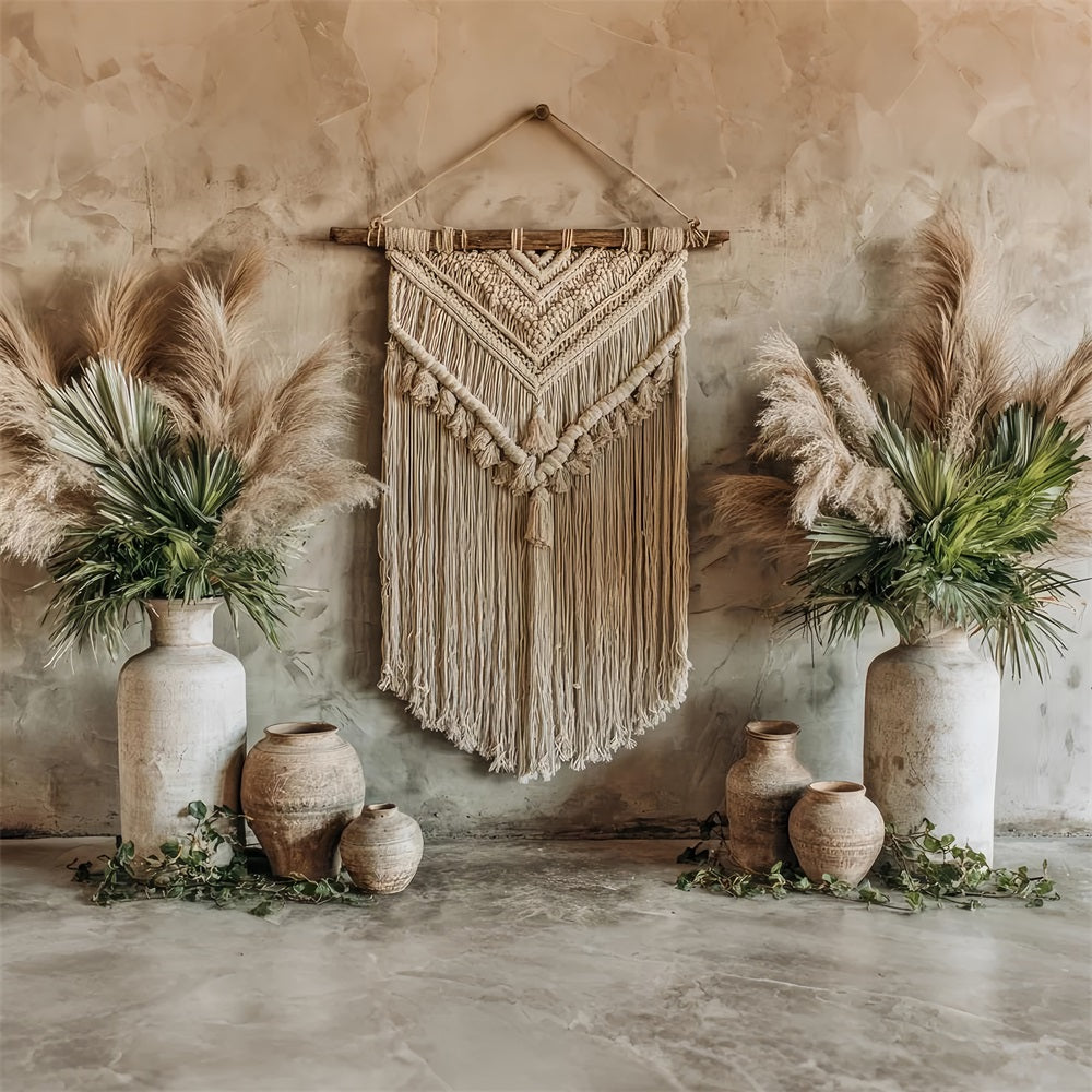 Hochzeits-Makramee-Kulisse Rustikale Makramee-Pampas-Dekoration Boho-Hochzeitskulisse TWW59-50