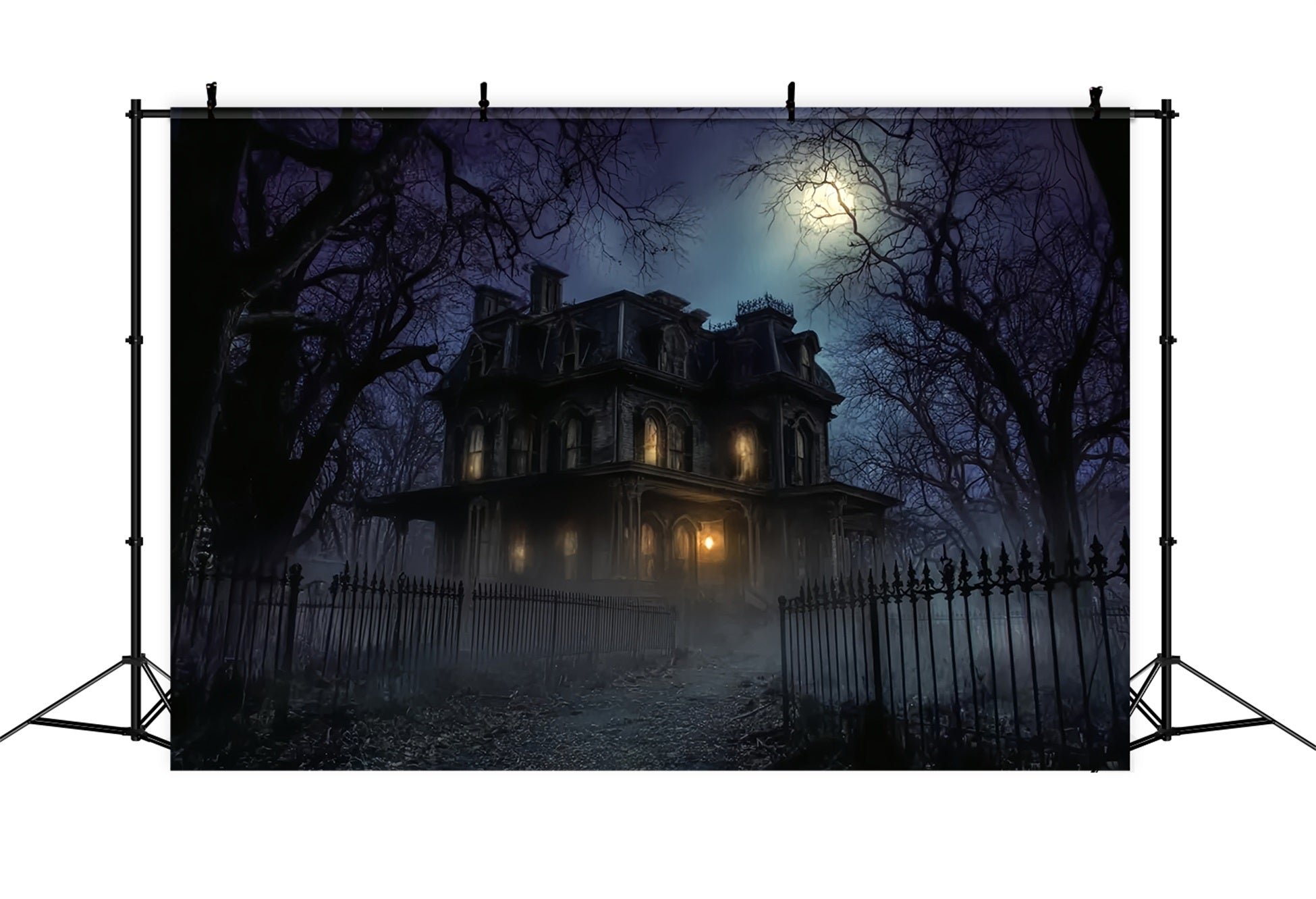 Halloween-Geisterhaus-Fotohintergrund Dunkles, gruseliges Haus Nacht Halloween-Hintergründe TWW59-68
