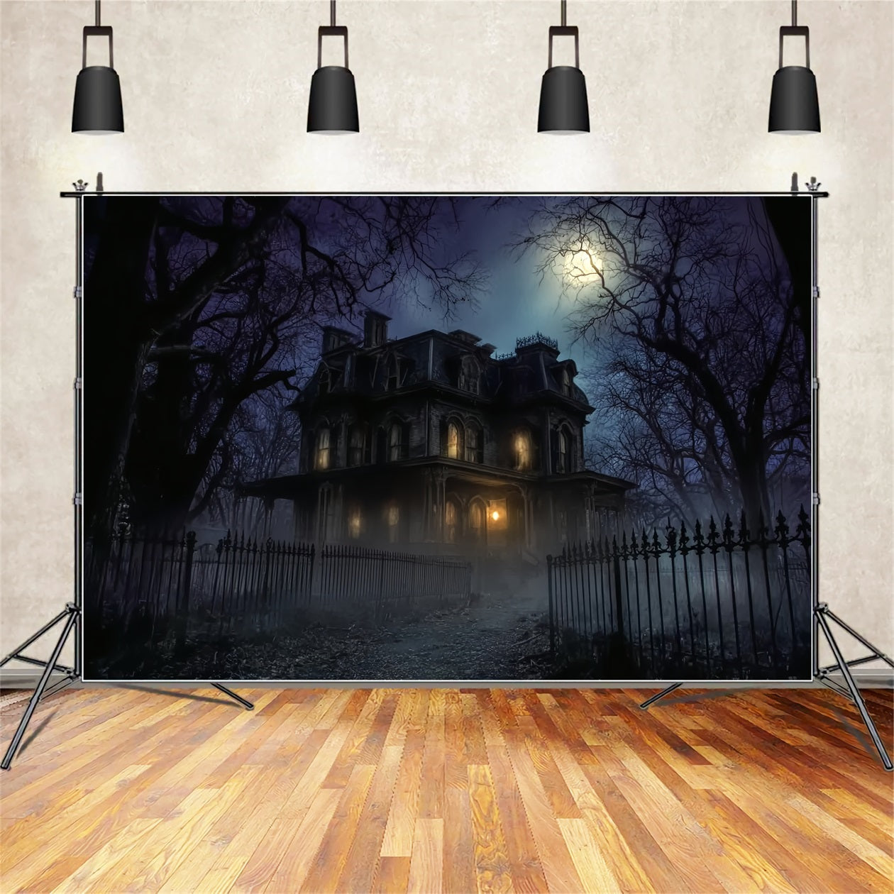 Halloween-Geisterhaus-Fotohintergrund Dunkles, gruseliges Haus Nacht Halloween-Hintergründe TWW59-68