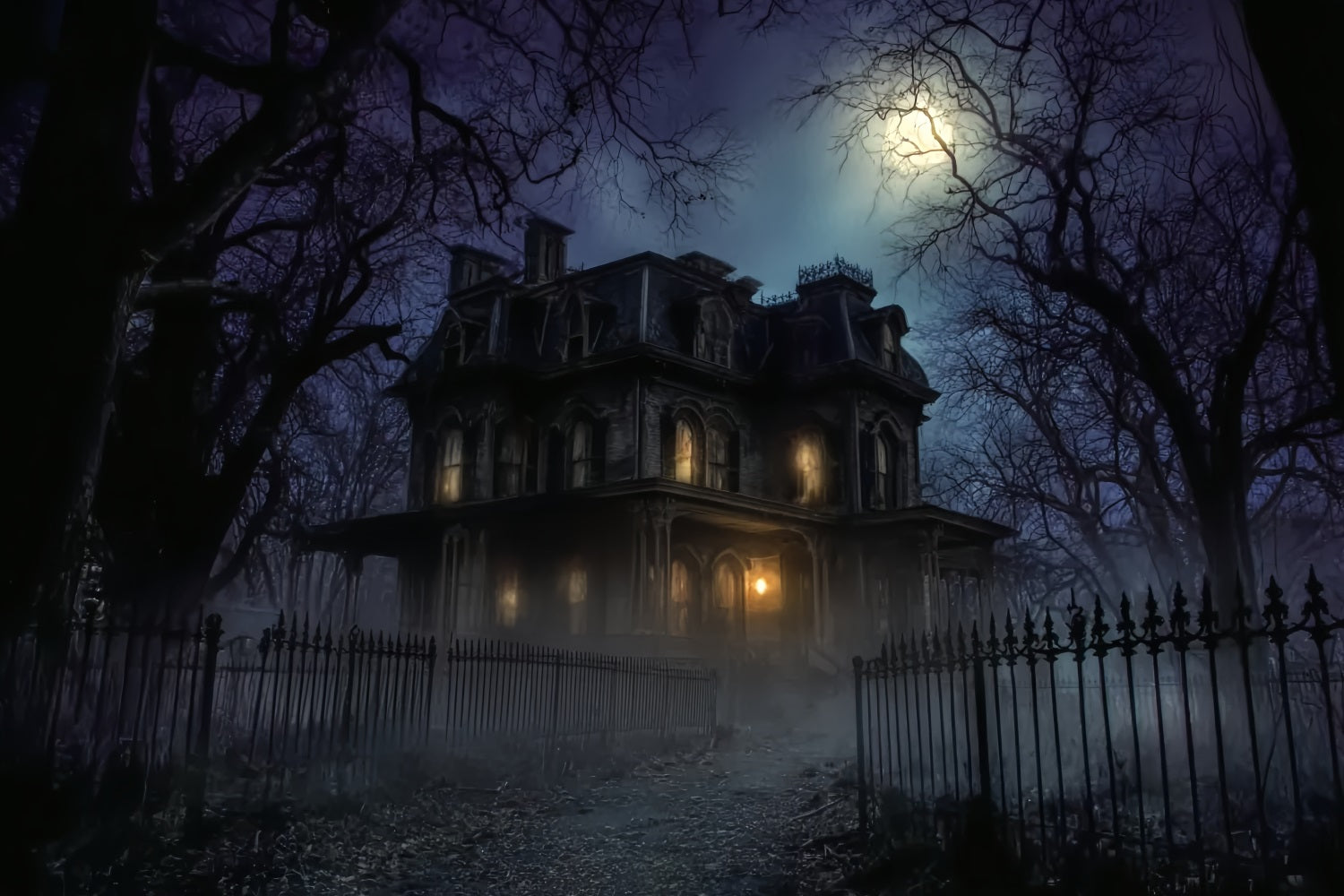 Halloween-Geisterhaus-Fotohintergrund Dunkles, gruseliges Haus Nacht Halloween-Hintergründe TWW59-68