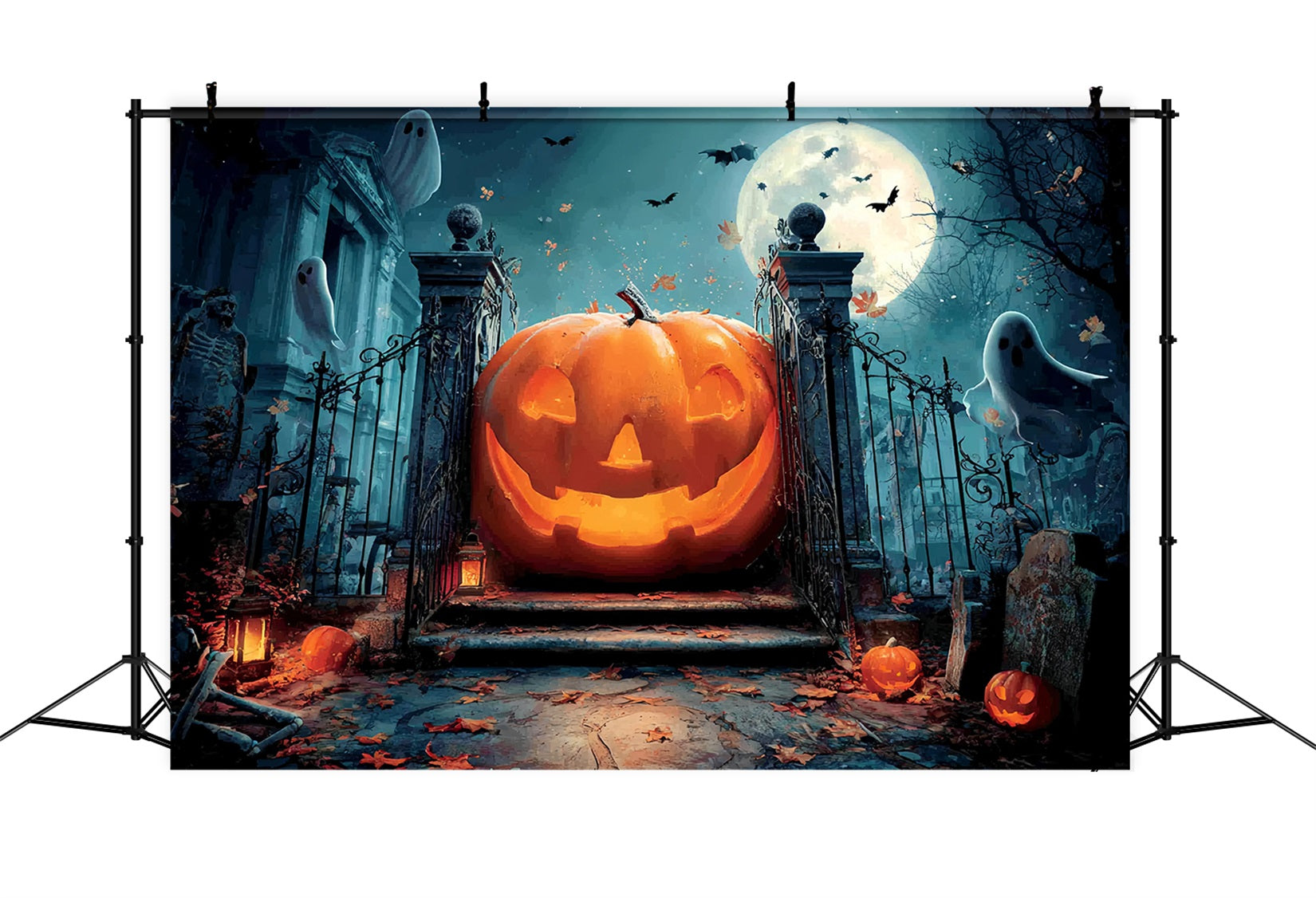 Halloween-Gruselhintergrund Riesenkürbis Gespenstisches Tor Halloween-Fotohintergrundideen TWW59-79