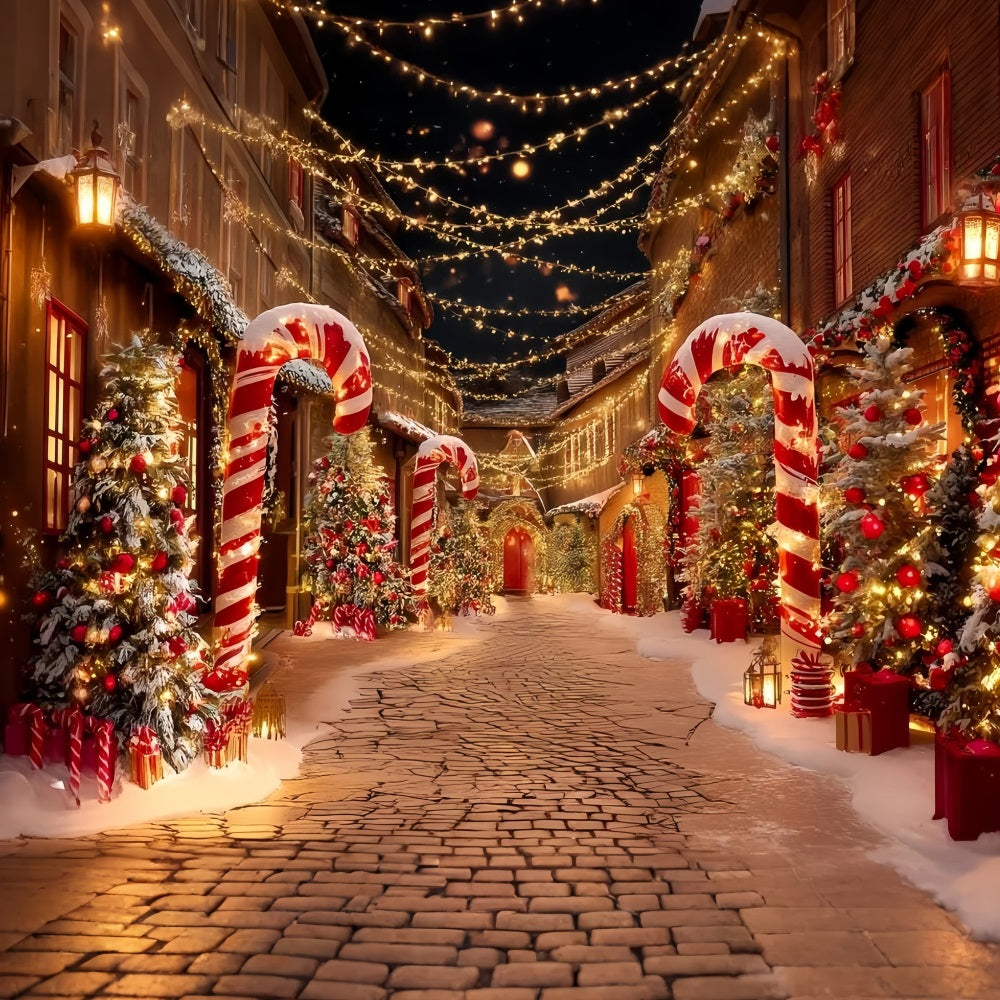 Weihnachtsdorf Fotohintergrund Zuckerstangenstraße Weihnachtsfotografie-Hintergründe TWW59-95