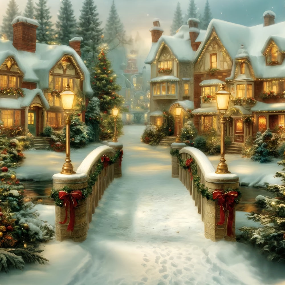 Weihnachtsdorf Fotohintergrund Goldene Brücke Ferienhäuser WeihnachtsFotohintergrund TWW59-99