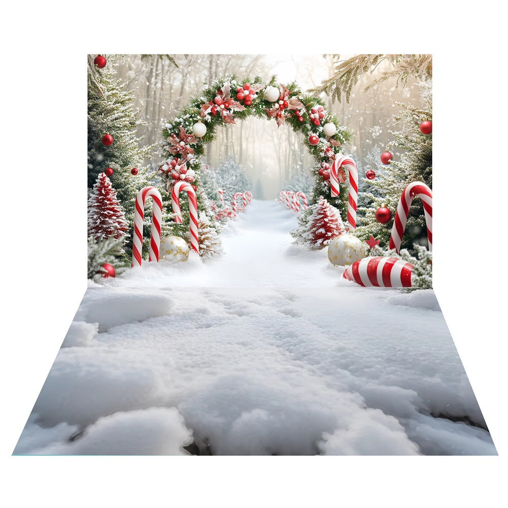 Zuckerstangenbogen-Hintergrund+Schneepfad-Bodenhintergrund TWW6-107