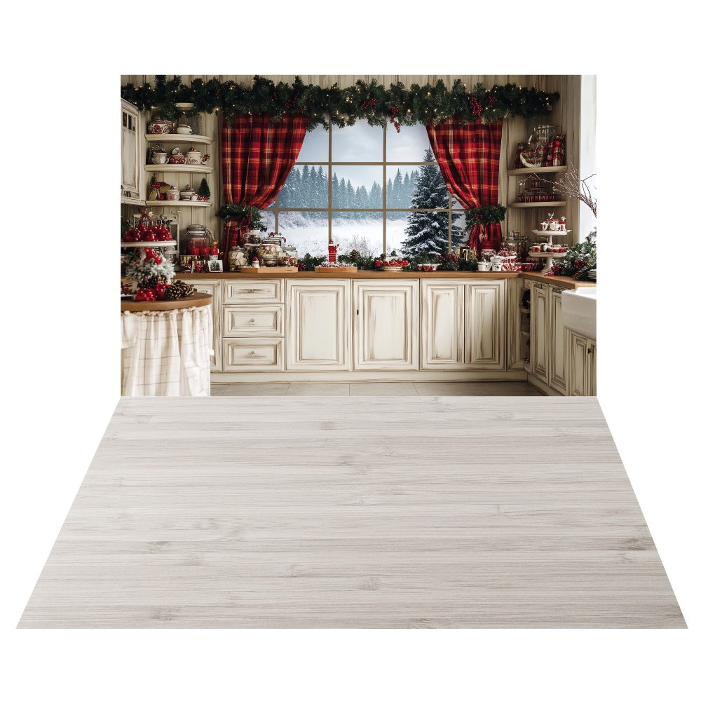 Küchenfenster-Hintergrund+heller Holzboden-Hintergrund TWW6-110