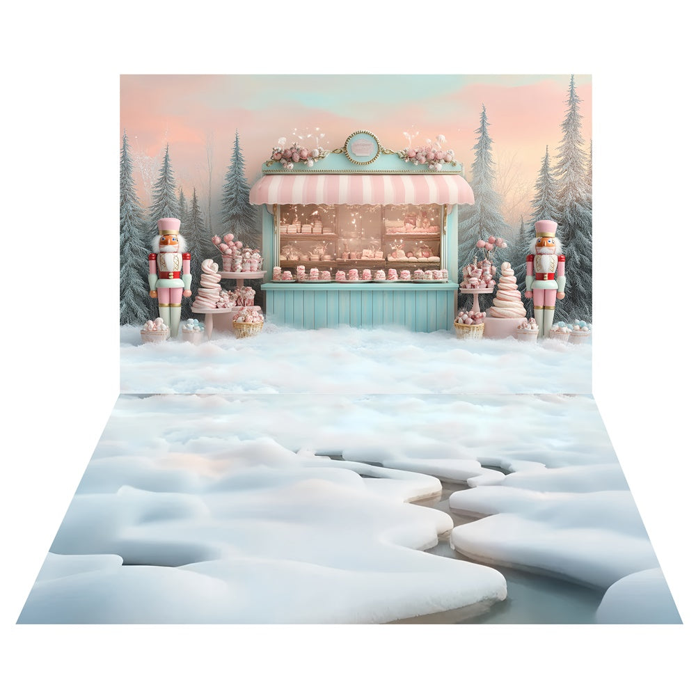 Nussknacker-Süßigkeitenladen-Hintergrund+Gefrorener See-Boden-Hintergrund TWW6-112