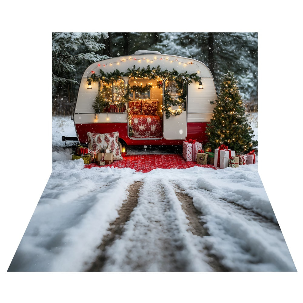 Gemütlicher Camper-Hintergrund+Schneespur-Boden-Hintergrund TWW6-113