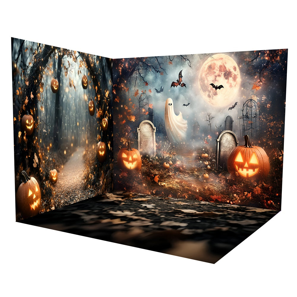 Gespenstische Halloween-Kulisse Gespensterfriedhof Kulisse Raumset TWW6-118