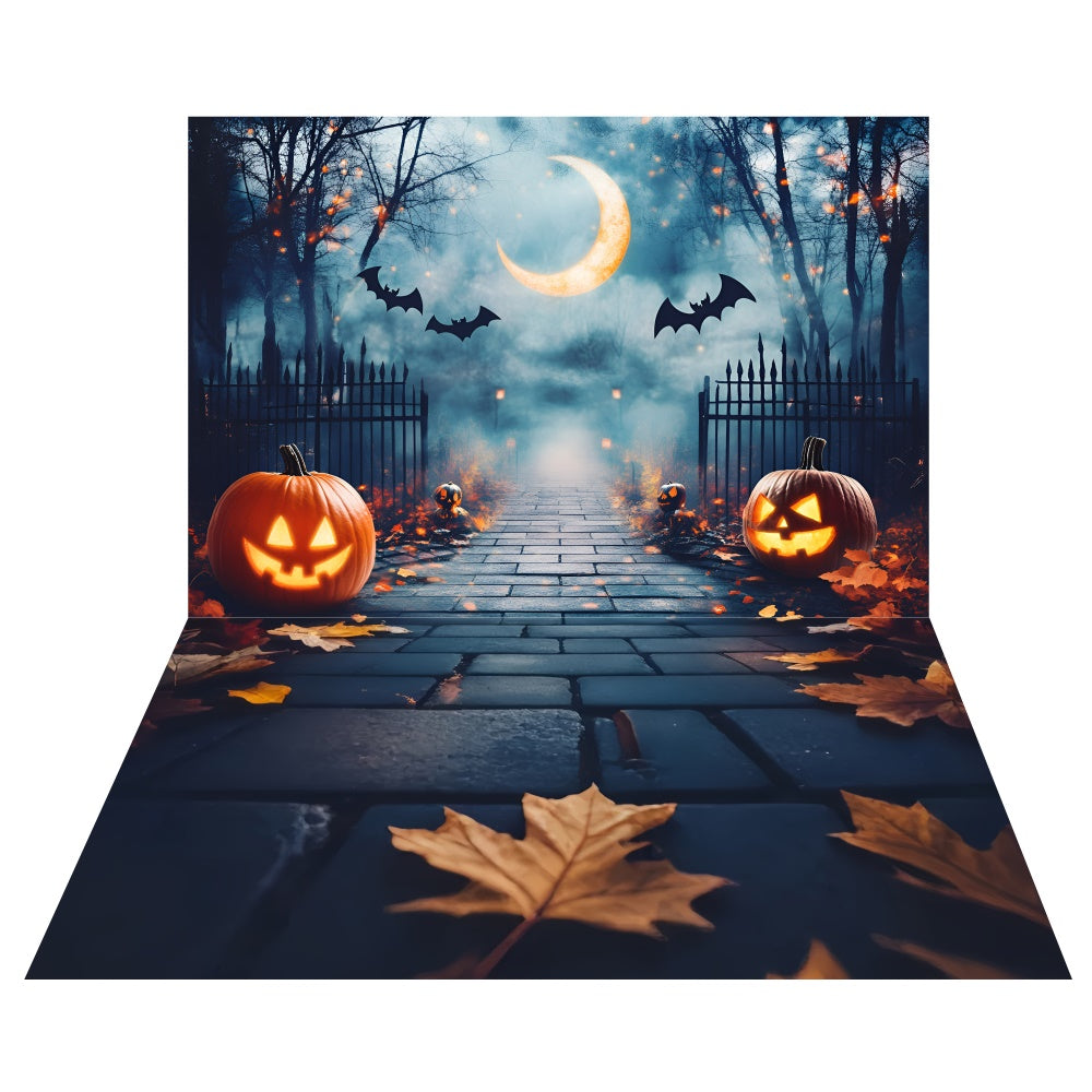 Halloween Moonlit Walk Backdrop+Ziegelweg Boden Backdrop TWW6-121