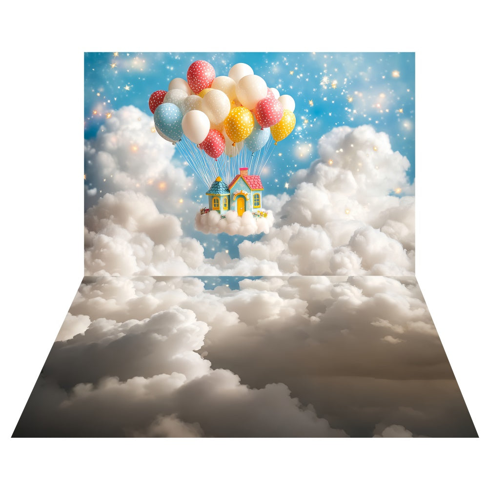 Dreamy Sky Home Backdrop+Soft Clouds Floor Backdrop TWW6-130