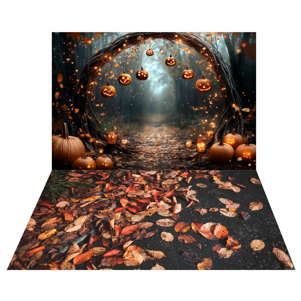 Kürbisbogen-Wald-Hintergrund+Blätterweg-Boden-Hintergrund TWW6-53