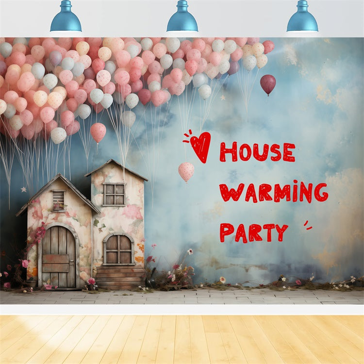 Housewarming Backdrop Verträumte Pastell Ballon Landhaus Backdrop XY2-128