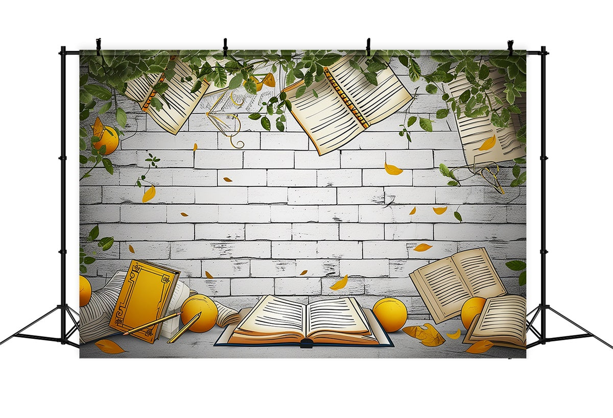 Welttag des Buches Backdrop Schwebende Bücher Backdrop Backsteinmauer XY2-62