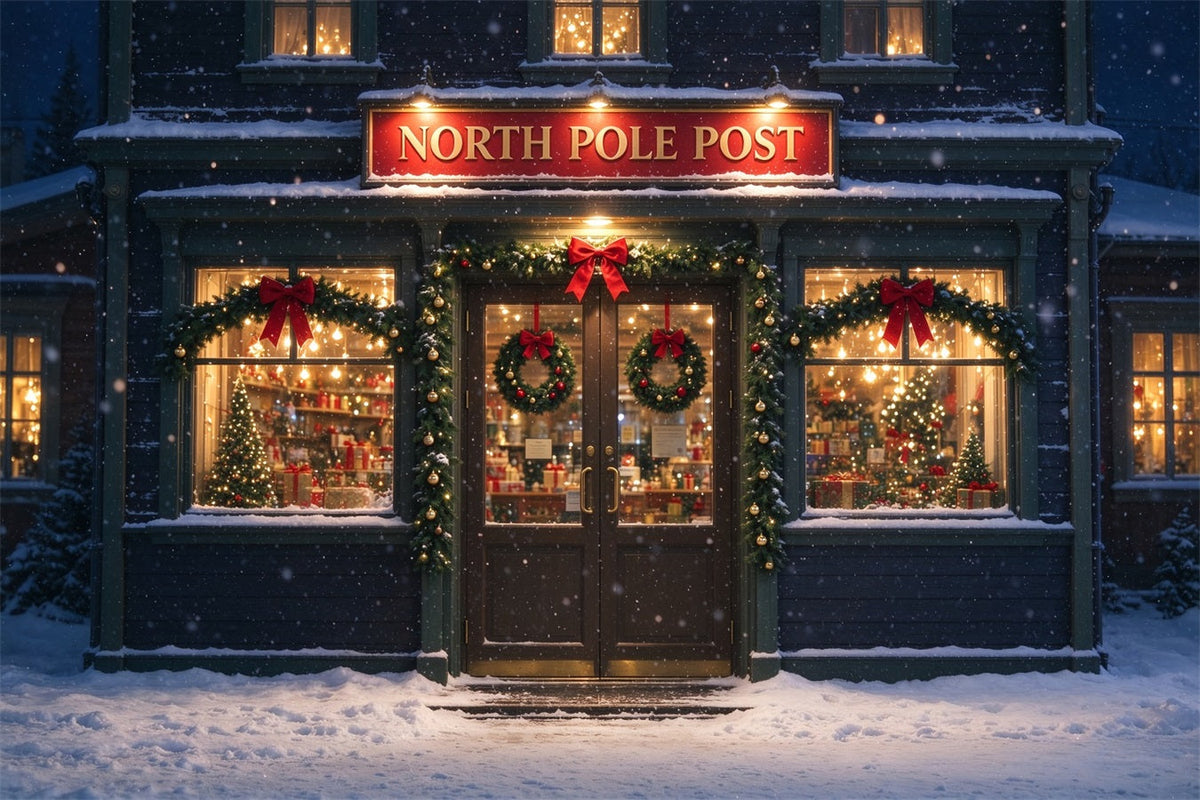 Nordpol-Fotohintergrund Verschneites Winterpostamt ZTT610-13