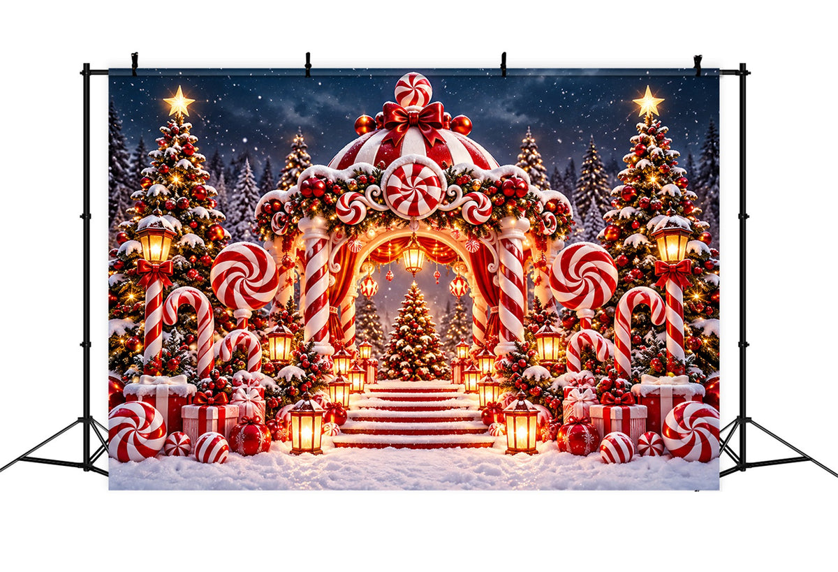 Weihnachtlicher Zuckerstangen-Hintergrund Pfefferminzbonbonland Torbogen ZTT610-18