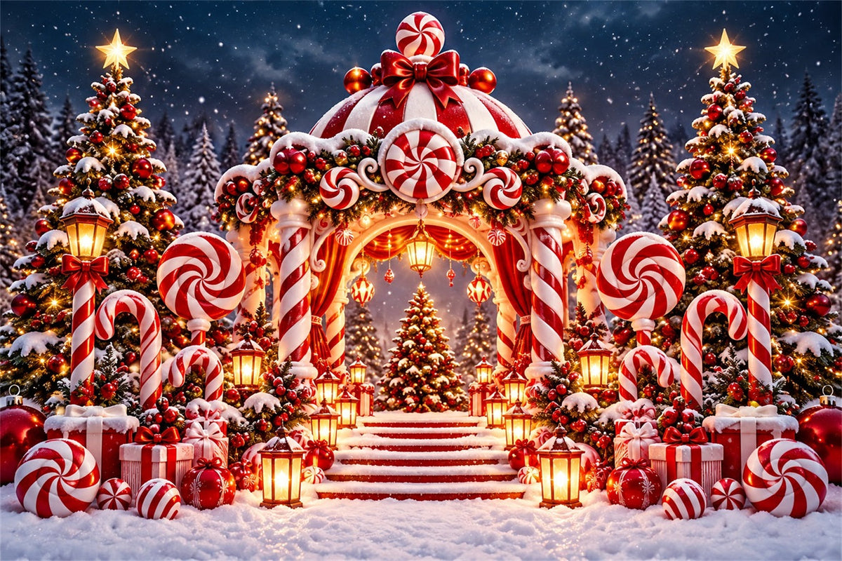 Weihnachtlicher Zuckerstangen-Hintergrund Pfefferminzbonbonland Torbogen ZTT610-18