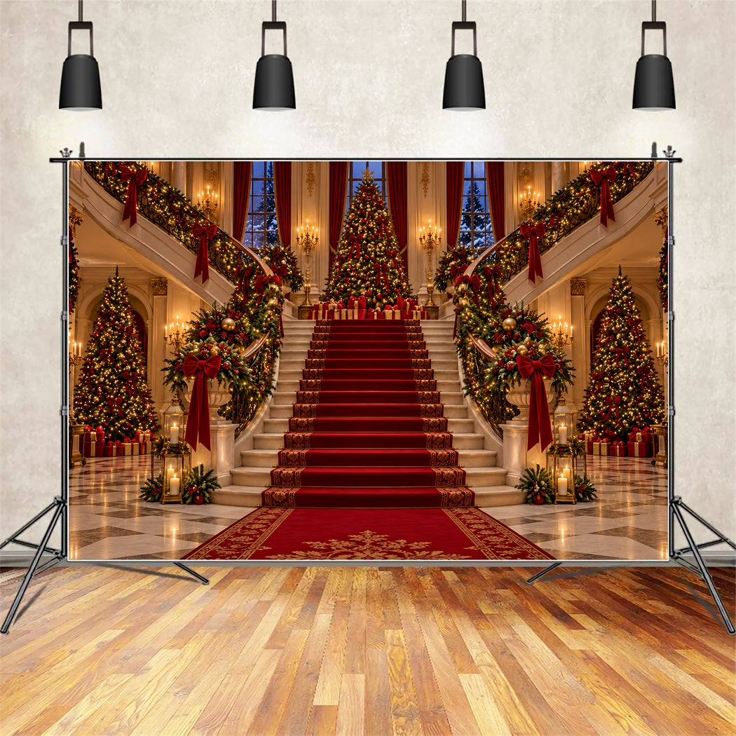 Weihnachtlicher Wohnzimmerhintergrund Prächtiger Festlicher Treppenhausflur ZTT610-28