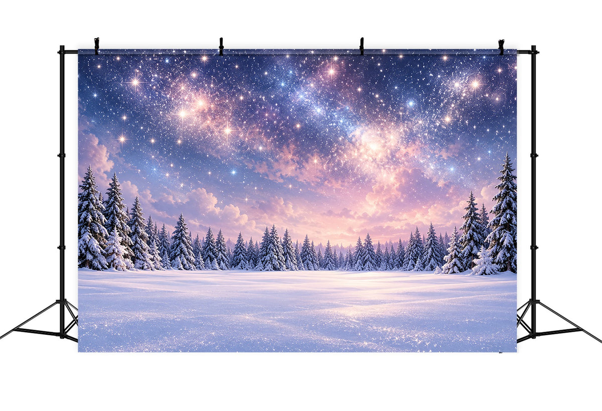 Weihnachtsbaum-Hintergrund Sternenbeleuchteter Verschneiter Waldhimmel ZTT610-42