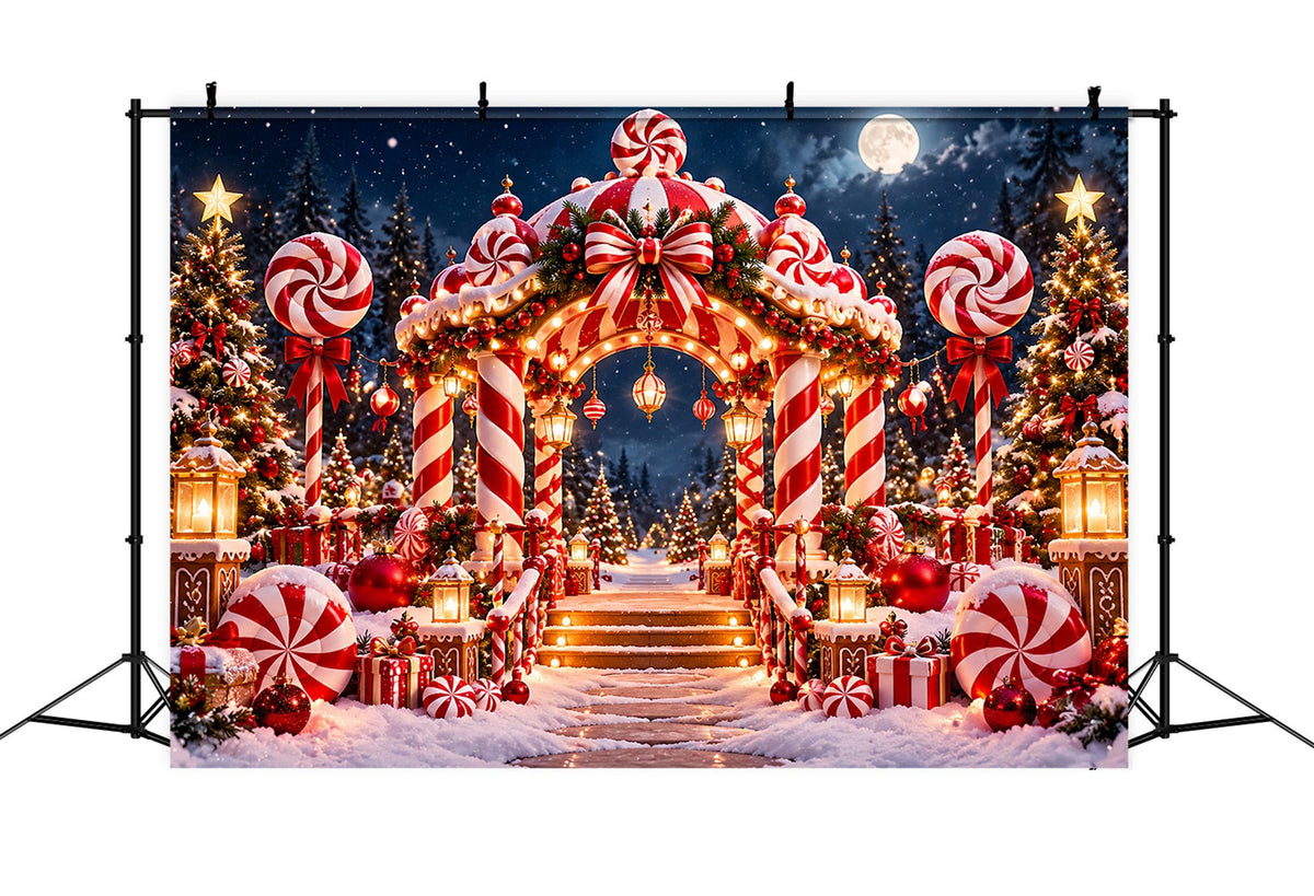 Weihnachtlicher Zuckerstangen-Hintergrund Pfefferminzbonbonland Eingang ZTT610-48
