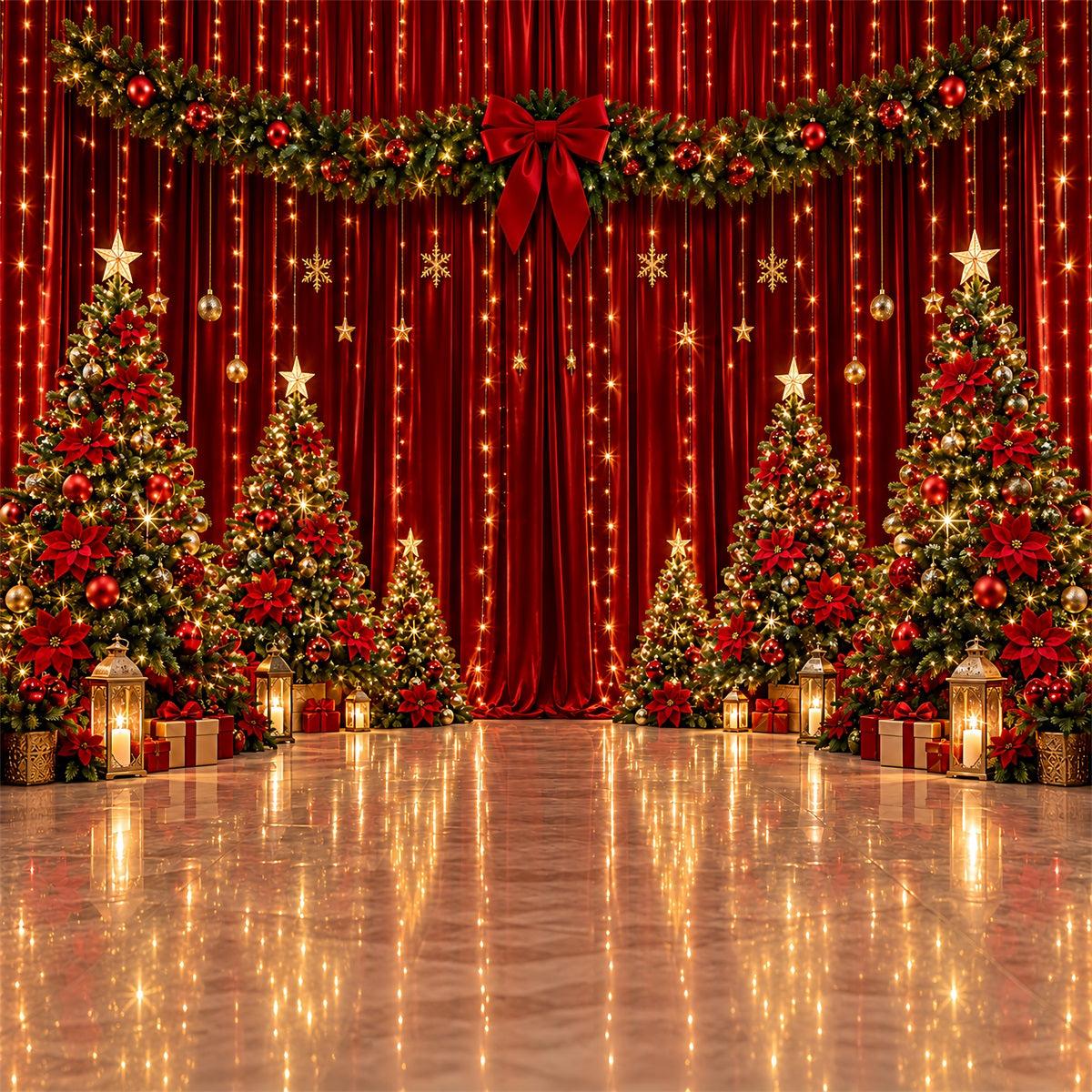 Weihnachtlicher Hintergrund Prächtige Rote Samtbühne ZTT610-49