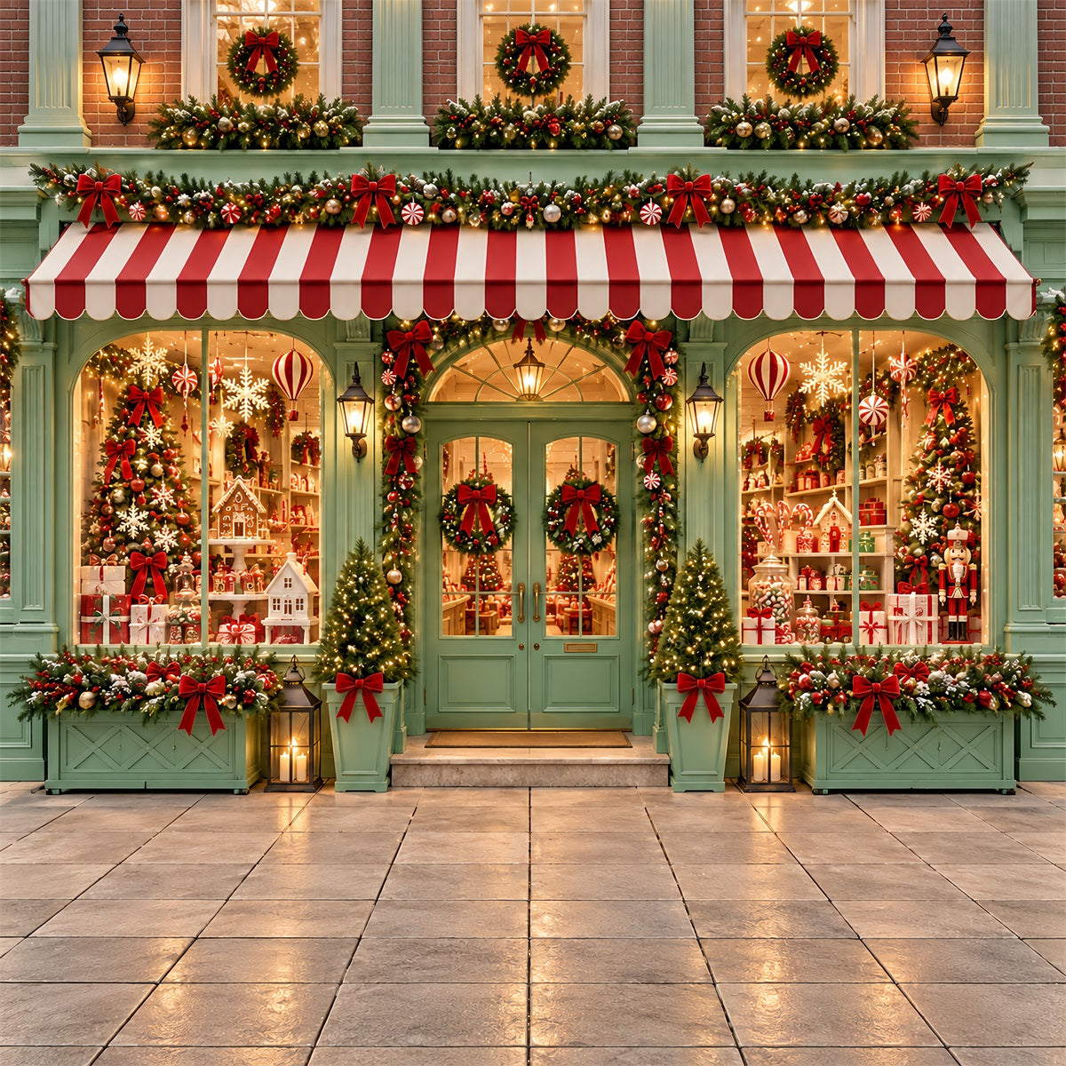 Weihnachtlicher Zuckerstangen-Hintergrund Mintgrüne Geschenkeboutique Frohe Weihnachten ZTT610-50