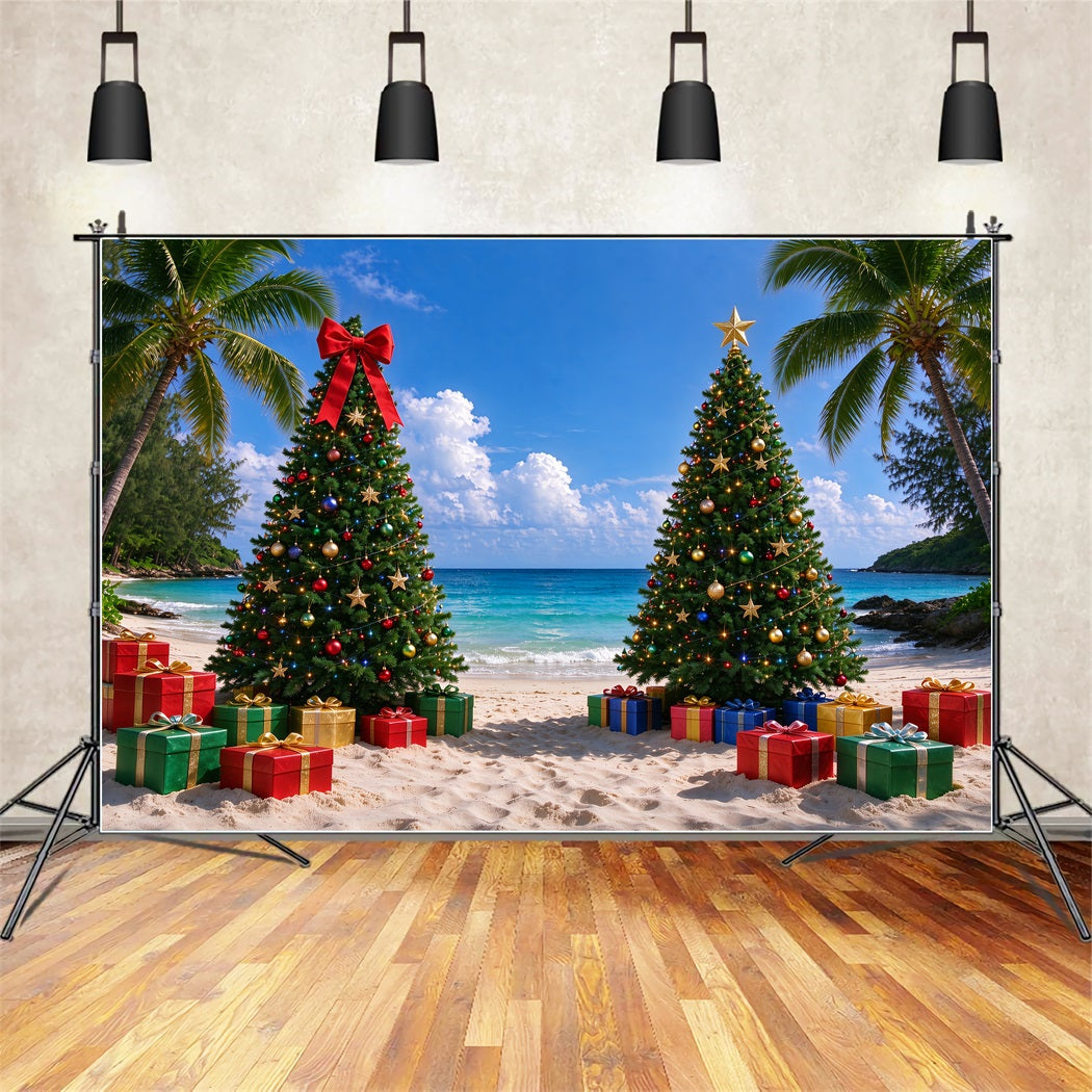 Tropischer Weihnachtshintergrund Festlicher Strand Geschmückte Bäume ZTT610-7