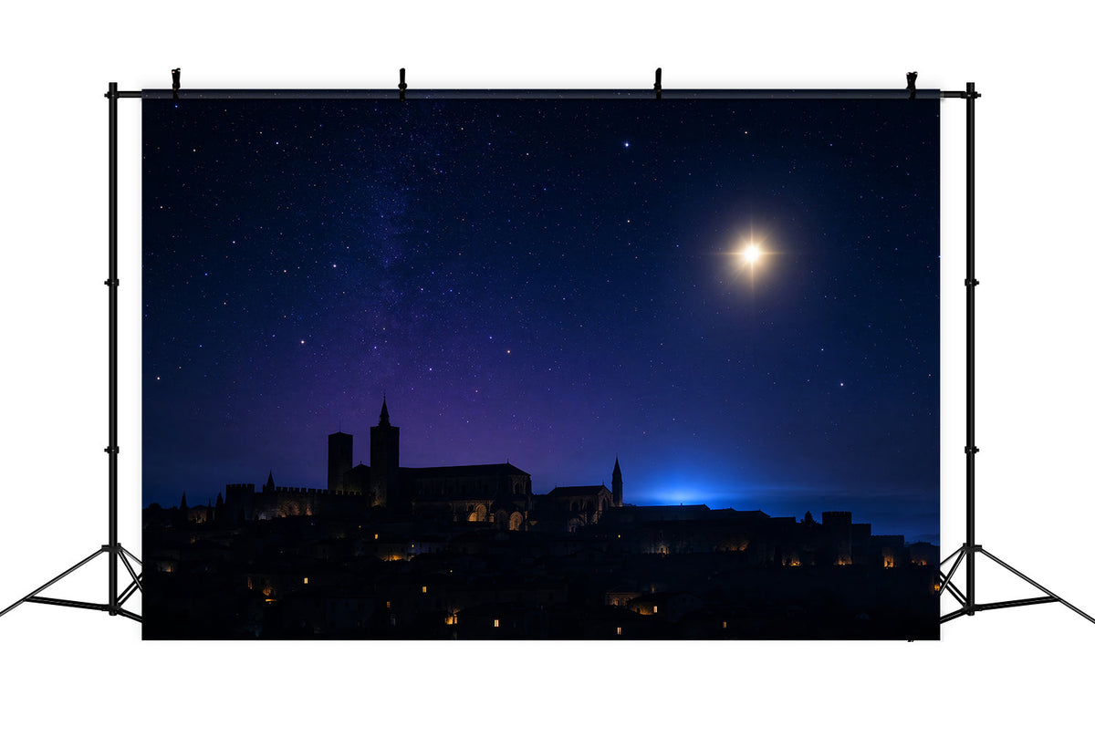 Krippenszene-Hintergrund Sternenklare Bethlehem-Dorf-Silhouette ZTT610-8