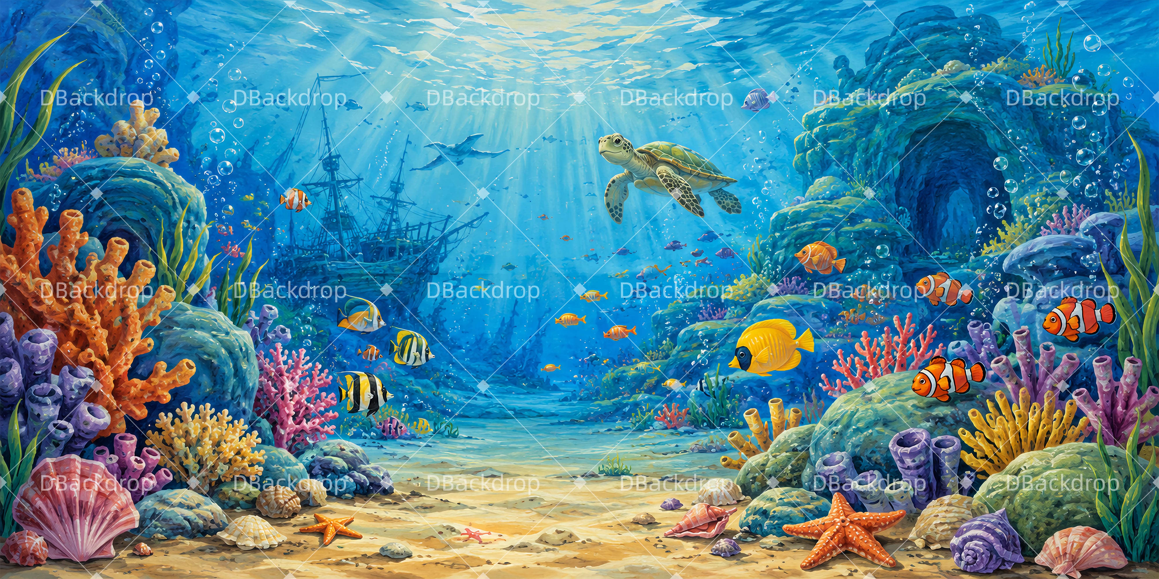 Unterwasserwelt Fantasy Bühnenhintergrund VBS Hintergrund ZTT65-T16